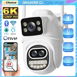 12MP 6K PTZ Wifi Camera Outdoor 8X Digital Zoom Dual Screens Dual Lens AI Human Detection Outdoor Security PTZ IP Cameras ICSEE