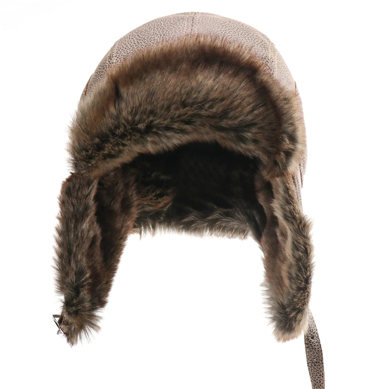 SupSindy Men Warm Winter Bomber Hats Outdoor Moto Windproof Faux Fur Pilot Earflap Hat For Women USSR Ushanka Thermal Snow Caps