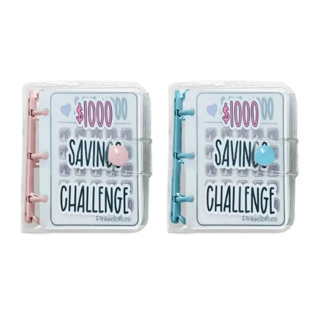 Waterproof $1000 Money Savings Challenge Binder Button Closure Mini Budget Binder Cash Envelope Wallet Planners PVC Portable
