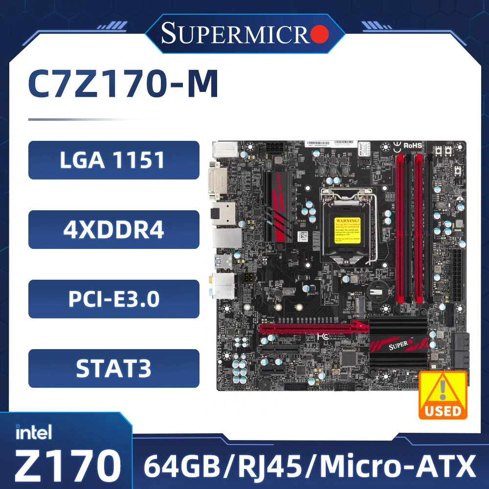 SuperMicro C7Z170-M Motherboard LGA 1151 Intel Z170 DDR4 64GB support Core i3-6100  7300 6500 7600 7700 cpu PCIe 3.0 M.2 Micr