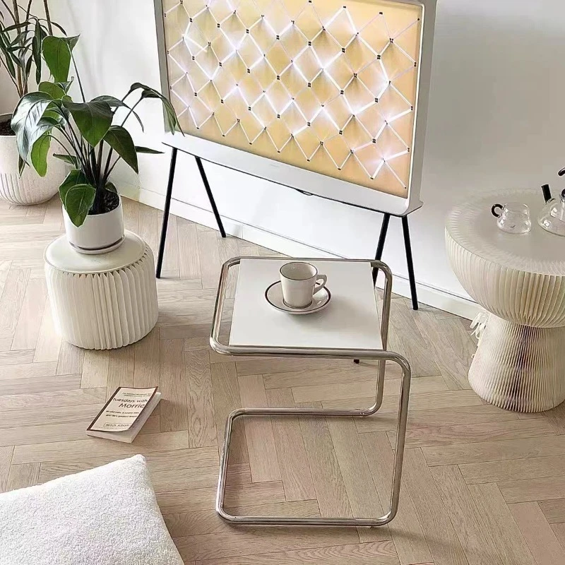 Medieval coffee table simple tempered glass sofa side a few small  home Nordic style living room side table light luxury style