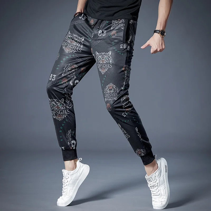 

Men's Fashionable Slim Fit Casual Pants Spring Summer Autumn Winter Trendy Brand Youthful Polyester Fiber Elastic Waist