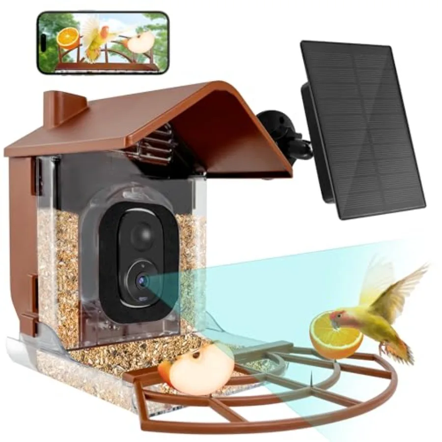 

Smart Bird Feeder with Camera 2K HD Wild Bird Watching Camera with Solar Panel Auto Capture Bird Videos and Motion Detection In