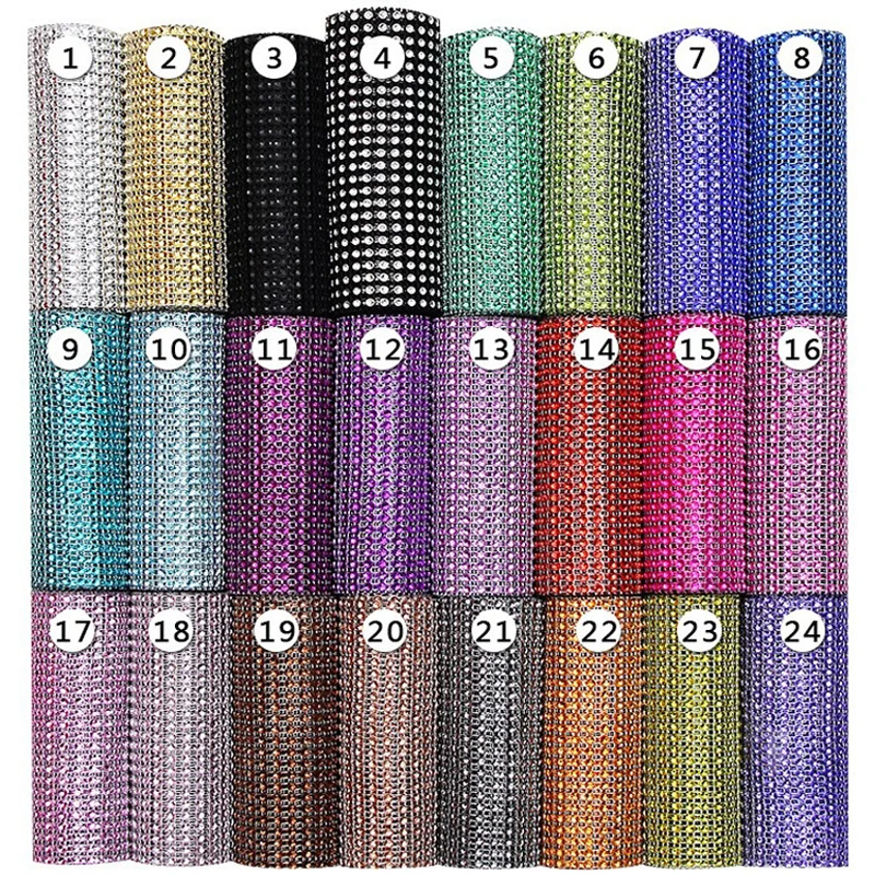 10yards 24Rows Rhinestones Chain Cup Chain Rhinestone Mesh Trimming Hollow Imitation Crystal  For DIY Wedding Party Decoration