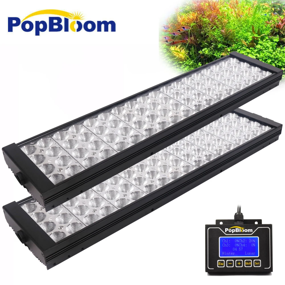 PopBloom-LED Planted Aquarium Light, Full Spectrum Program, 120cm, Fresh Water Plants, Fish Tank Light, Turing50, 2Pcs