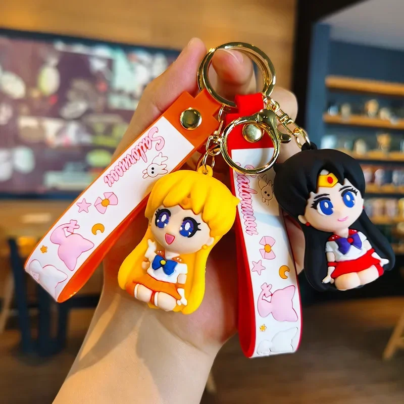 Anime ,S-a-i-l-o-r M-o-o-n Keychain Cartoon Cute Cat Figures Keyring Mars Jupiter Mercury Backpack Car Key Chain Christmas Gifts