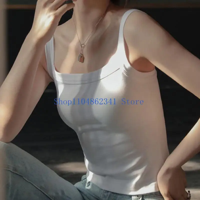 5asd анти-экспозиционная женская майка с квадратным вырезом, модная летняя укороченная футболка без рукавов для пляжного отдыха