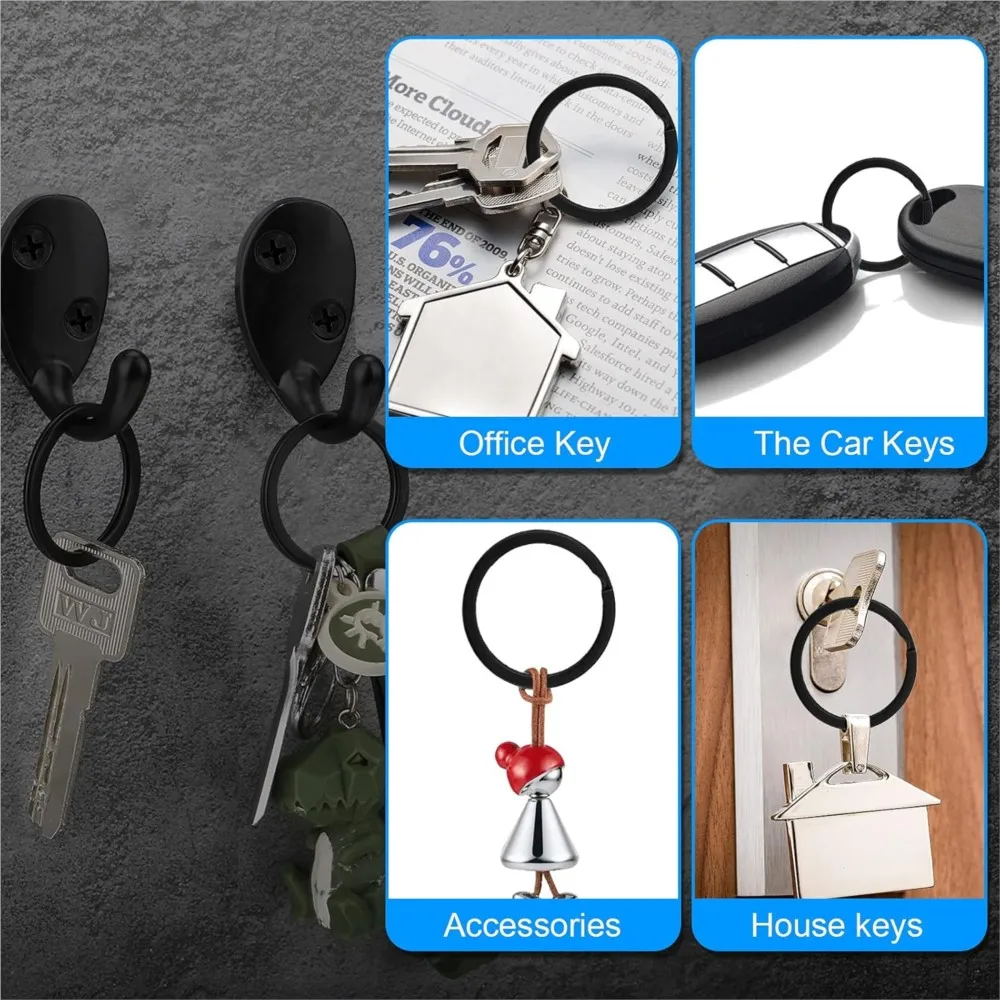 10/20pcs Black Metal Flat Key Rings Round Clasp Holder Connector Clip for DIY Split Keychain Keyring Pendant Jewelry Accessories image 6