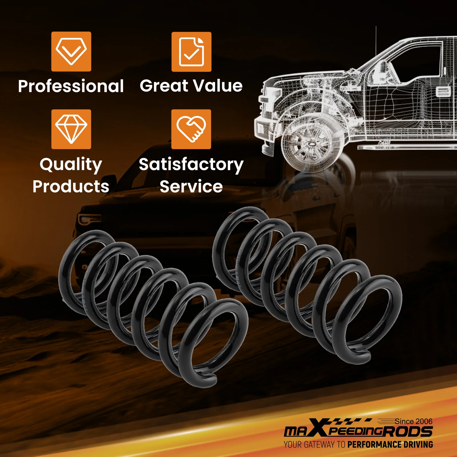 

Комплект пружин для занижения передней подвески на 3 дюйма для Chevrolet Tahoe и GMC Yukon 1991-1998 гг.