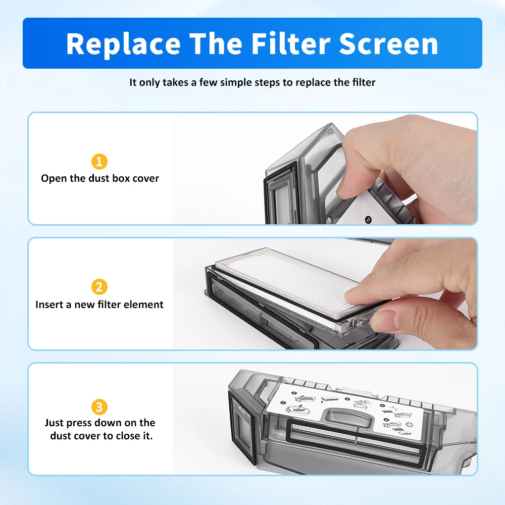 Accssories Fit For Roborock G30 Space Saros Z70 Dust Box Vacuum Cleaner Filters Dust Box Kit Dust Container Parts Replacement