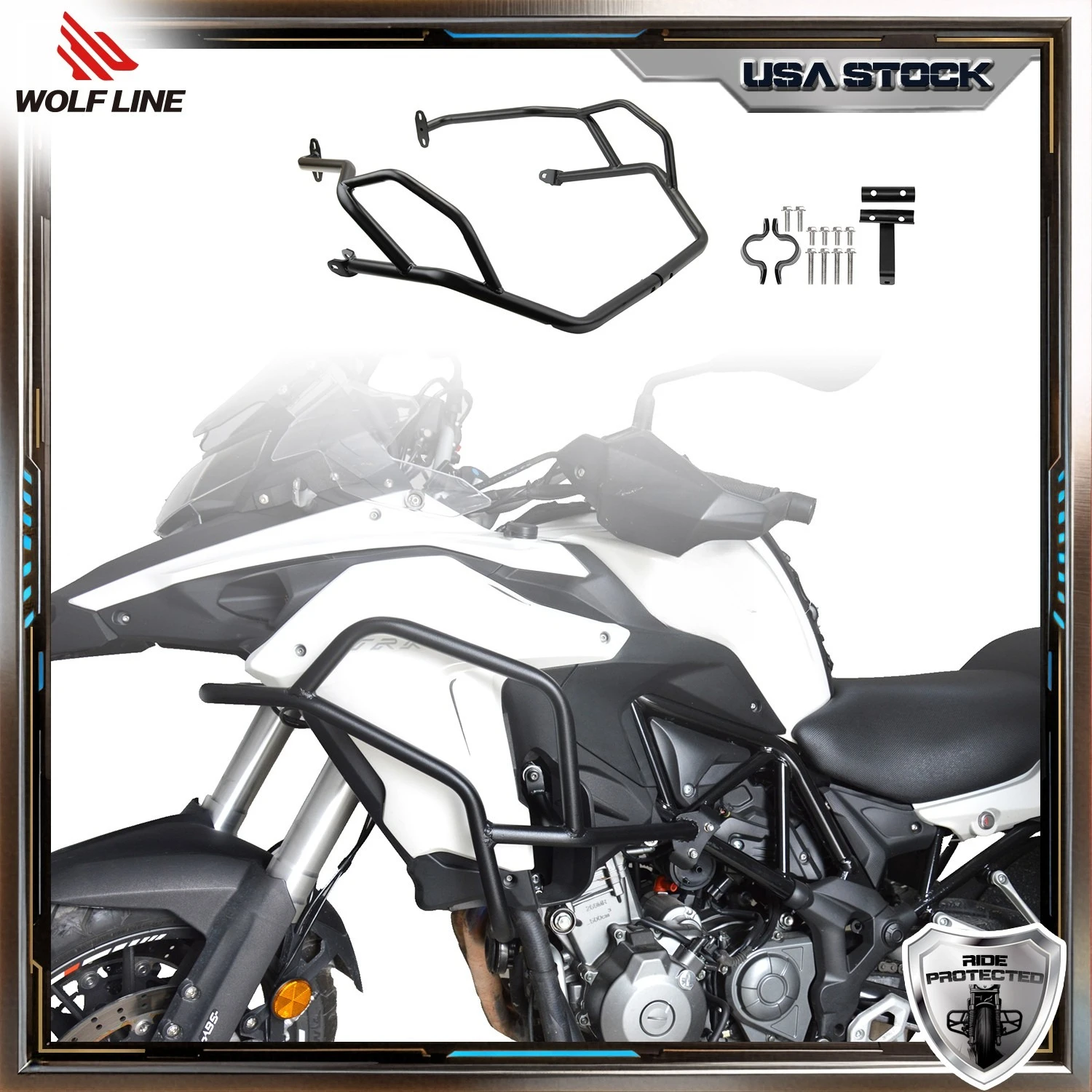 

WOLFLINE Engine Guard Crash Bar for Benelli TRK502X TRK 502 X 500 Bi500GS 2021 2022 2023 2024 2025 Bumper Protector