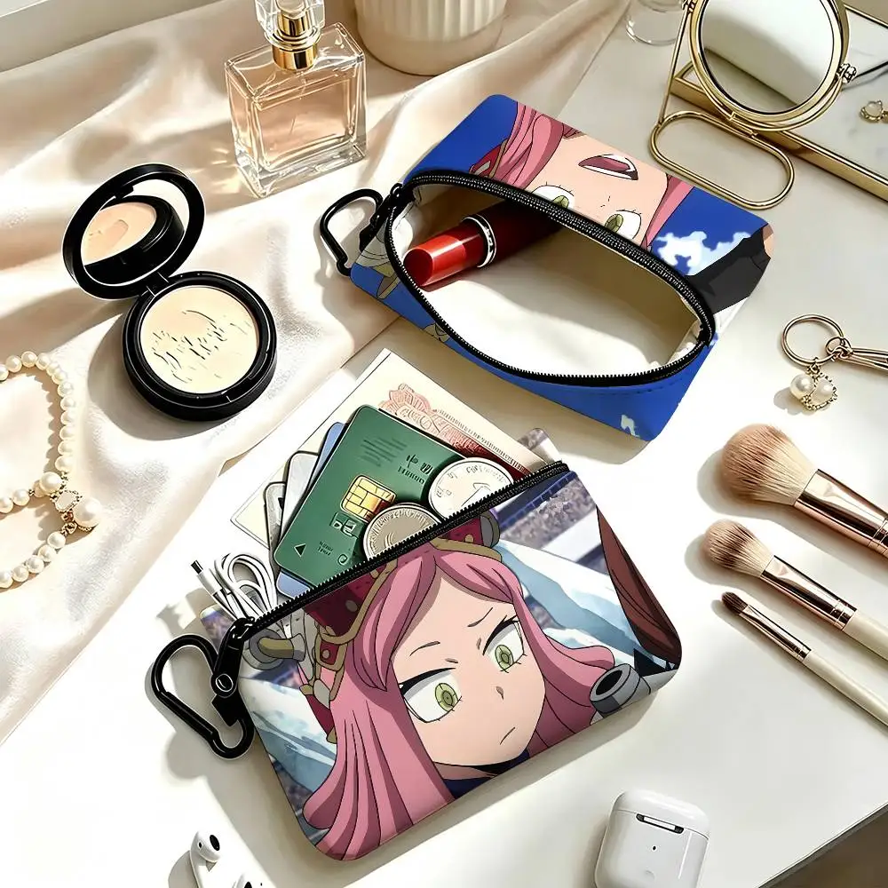 1pc Mei Hatsume Anime Characters Coin Purse With Carabiner Hook Portable Key Card Wallet Small Zipper Storage Pouch
