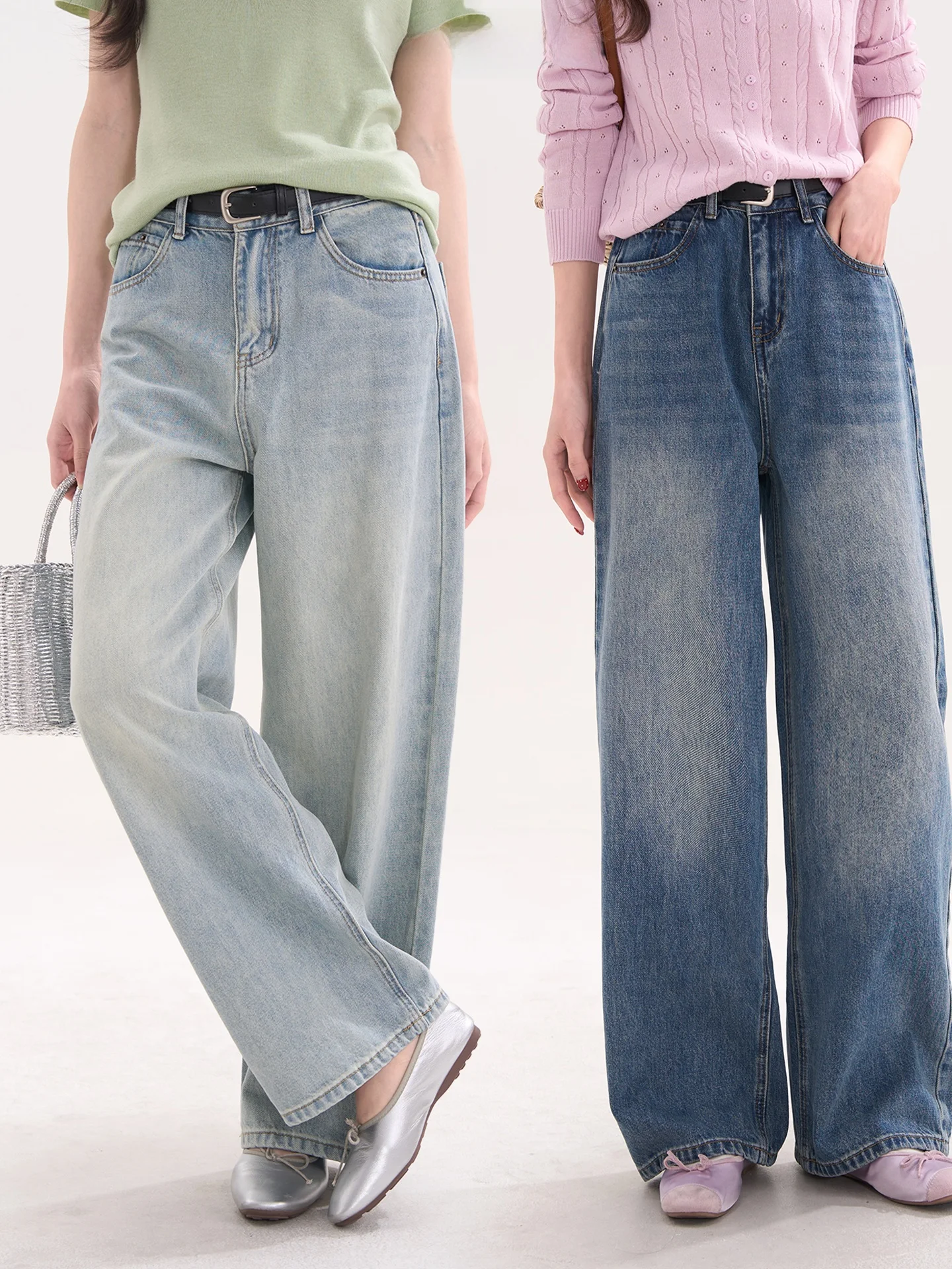 

High Waist Straight Leg Rainbow Women's Jeans Casual Cotton Denim High Waist Long Pants Spring Season Faion Ladies