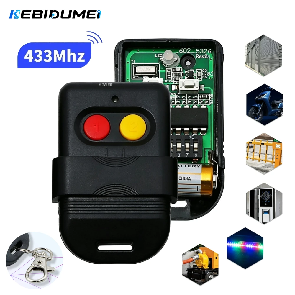 KEBIDUMEI 8 Dip Switch 433Mhz 330mhz Smart Copy Remote Control  Fixed Code 2 CH Duplicator For Gate Garage Door Opener