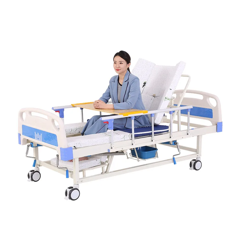 Lit demi-courbé multifonction manuel familial de haute qualité et faible coût avec bassin pour Patient
