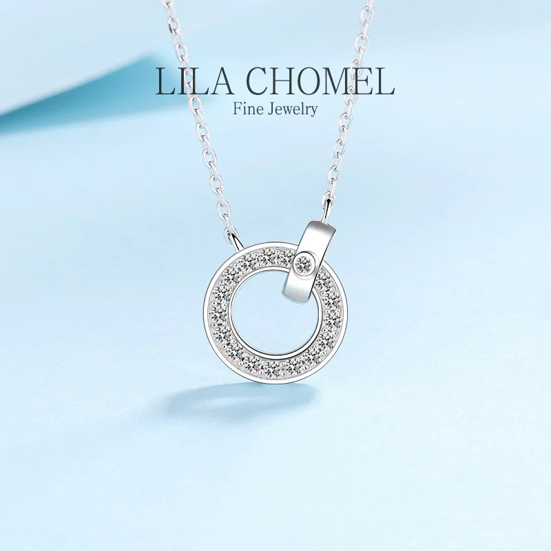 

Classic 0.45ct Real Moissanite Necklace for Women PT950 Platinum Chain Girls Pendant loop by loop fine Jewelry for Women Wedding