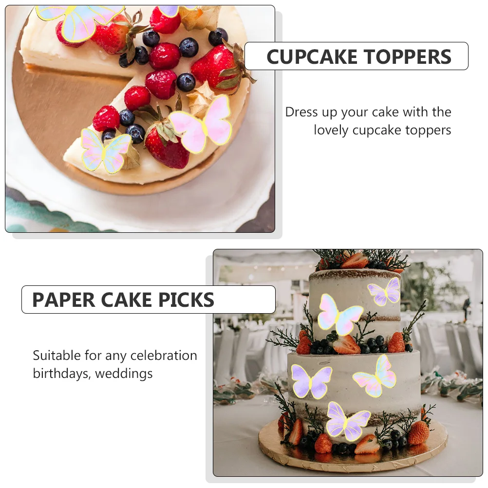 

Butterfly Cupcake Toppers 6 Sets Birthday Cake Decorations Paper Picks Top Hat Party Supplies Multi Use Celebration Wedding