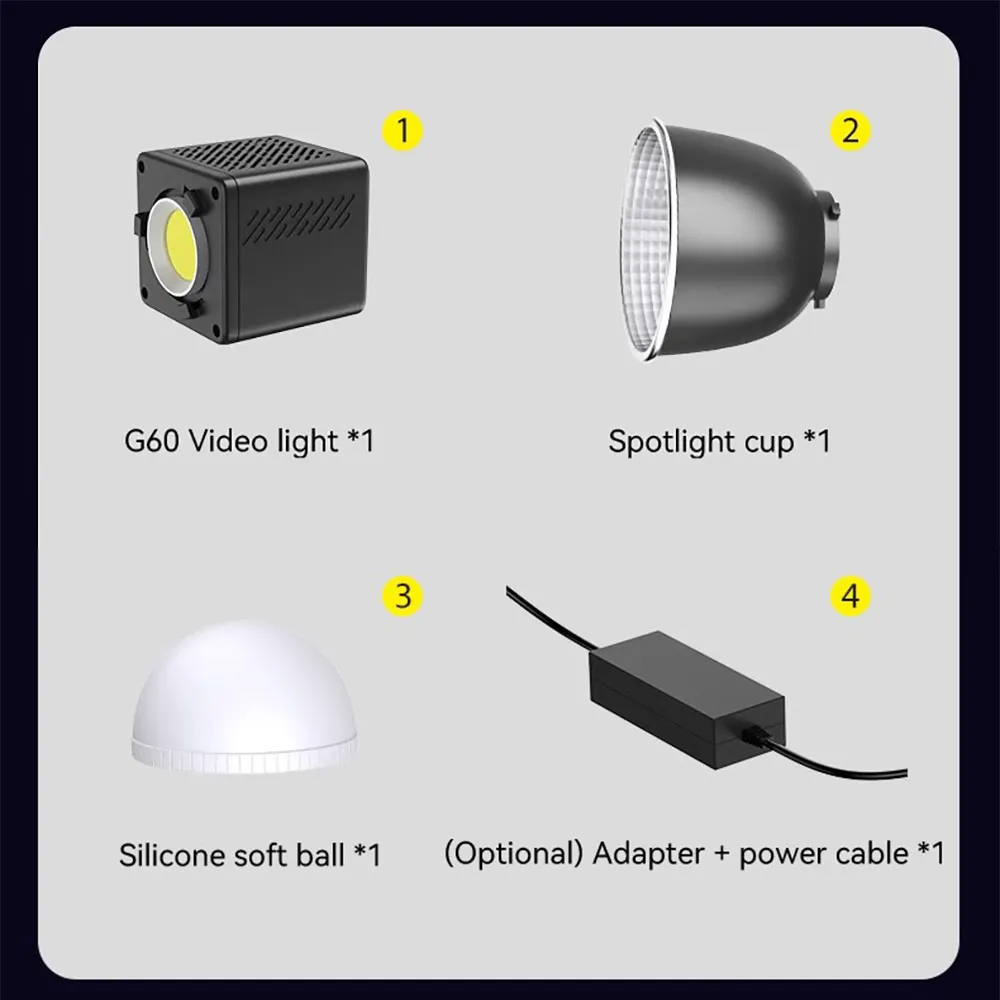 G100 RGB Portable Handheld Photography Light Portable LED Full Color 60W 100W COB Mini 2700-6500k LED Video Light