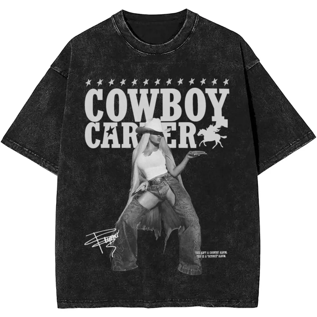 Cowboy Carter Album Beyonce 2024 Tour Outfit Washed T Shirt Men Women Streetwear Hip Hop T-Shirts Summer Tees Tops Cotton