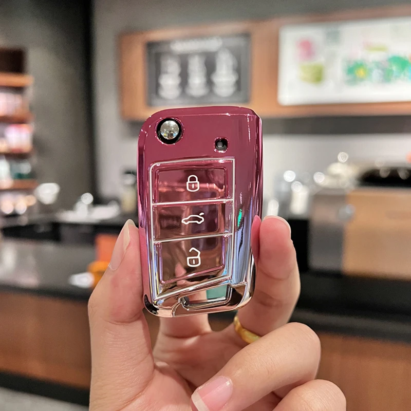 ساكورا الوردي تي بي يو لشركة فولكس فاجن جولف 7 MK7 سكودا سيات اوكتافيا كومبي ليون إيبيزا كوبترا الوجه حافظة مفاتيح السيارة غطاء فوب كيرينغ اكسسوارات