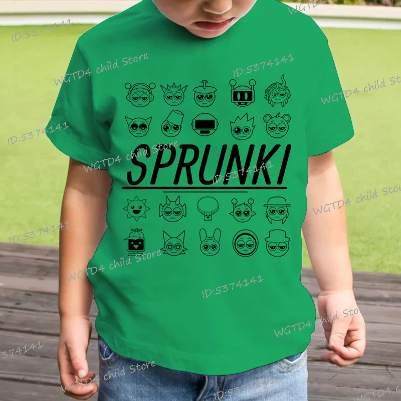 مضحك Sprunki الاطفال تي شيرت Incredibox لعبة الصيف بلايز مضيئة قصيرة الأكمام بلايز الكرتون Sprunki الشارع الشهير بنين بنات تيز