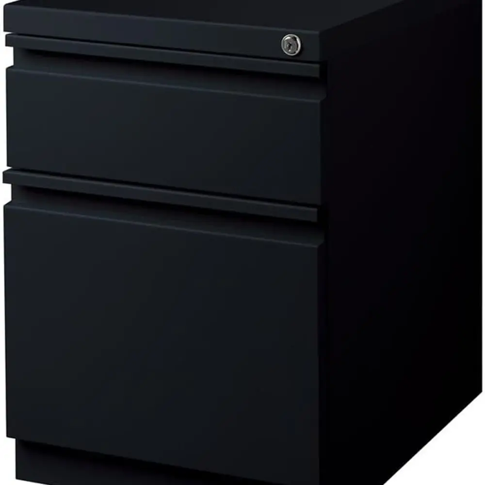 خزانة تخزين متنقلة معدنية ذات درجين باللون الأسود الأنيق