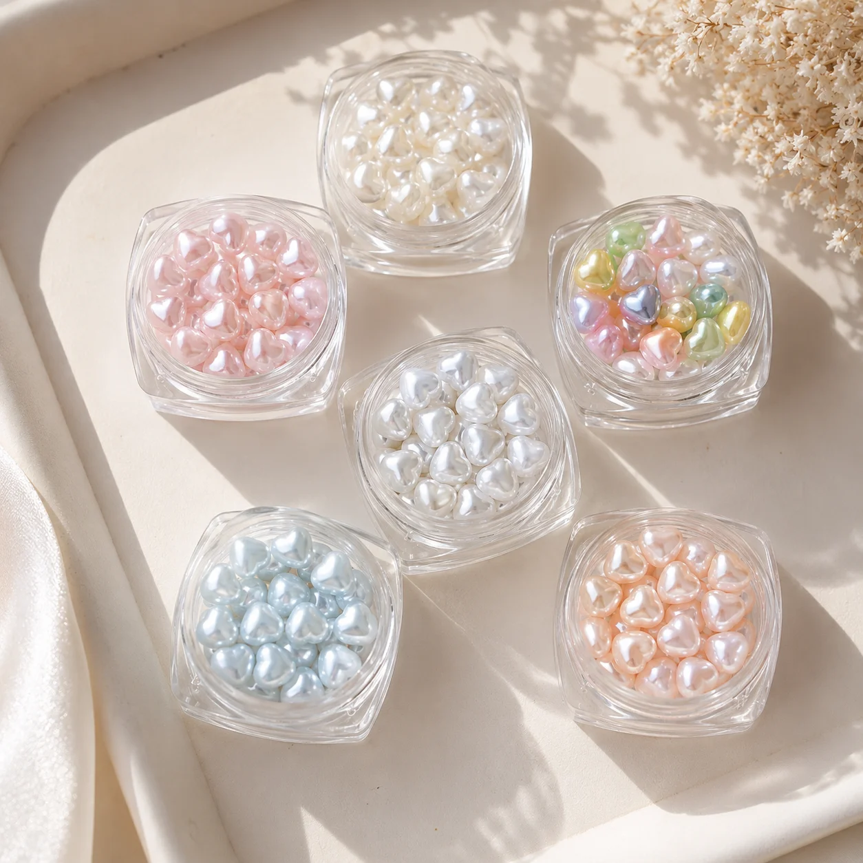 20Pcs/Box Irregular Heart Baroque Pearl Nail Charms High Gloss Love Shape Imitation Pearls INS Style DIY Manicure Decor Nail Sal