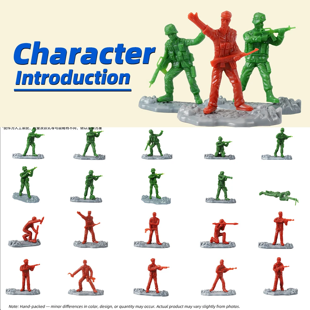 ViiKONDO Army Men Toy Soldier 70pcs Military Action Figure 4-5cm Green vs Red Mini SWAT Troop Fun Wargame Figurine Colorful Box