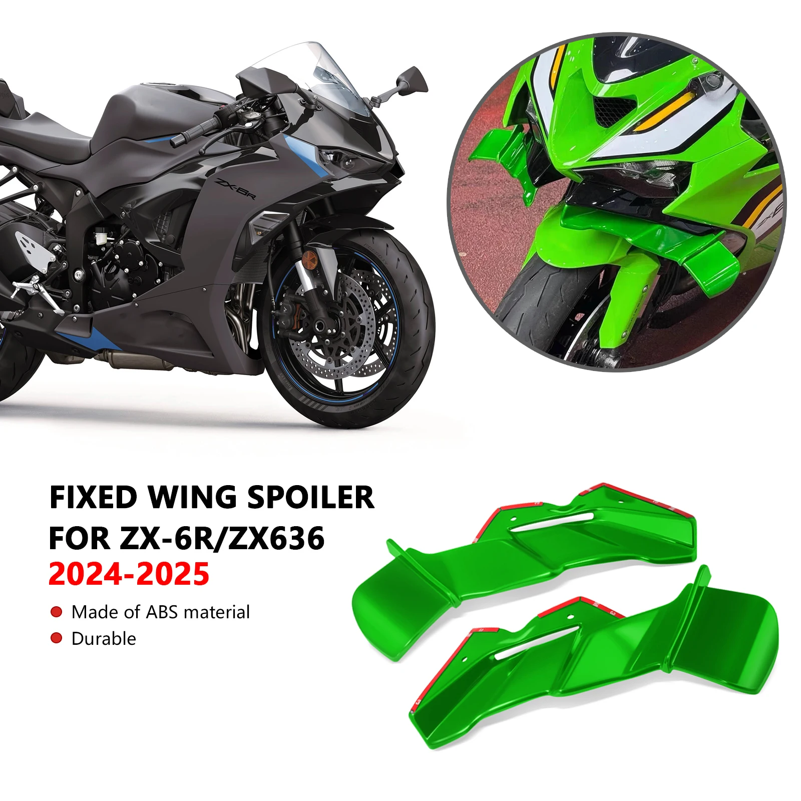 

Motorcycle Spoiler Wing For ZX-6R ZX6R ZX636 2024 2025 Front Winglet Front Lip Fairing Small Wing Modification Accessories