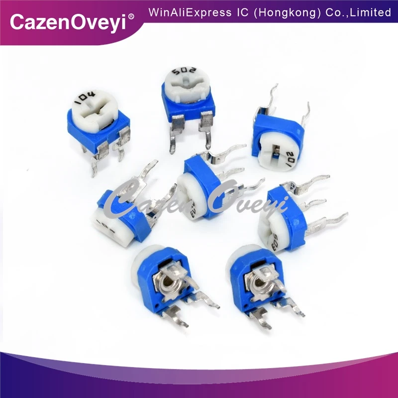 100pcs/lot Blue and white potentiometer RM065 200R (201) horizontal adjustable potentiometer