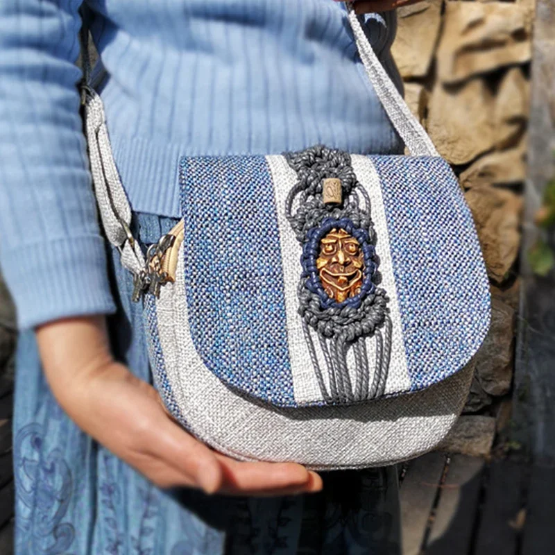 

Тканая сумка в этническом стиле, женская повседневная сумка через плечо, повседневная уличная тканевая сумка с клапаном, сумка на одно плечо для хранения мобильного телефона