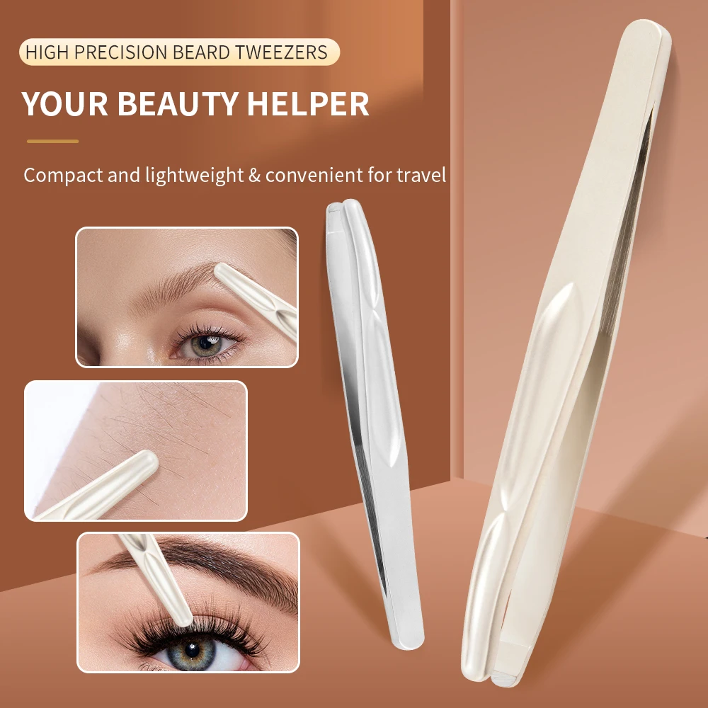 1 個プロフェッショナルピンチ防止ひげピンセットステンレス鋼眉毛ピンセット - にきびにきび正確な髪 & つけまつげ
