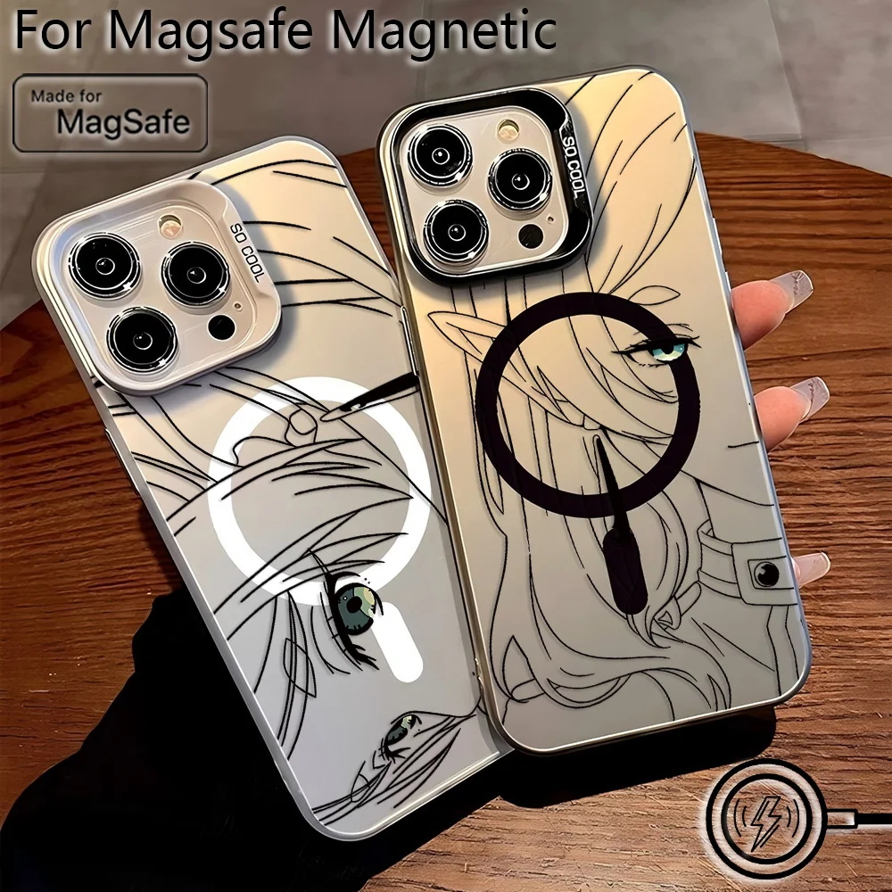 ญี่ปุ่นอะนิเมะการ์ตูน Frieren Magsafe แม่เหล็กสําหรับ iPhone 11 12 13 14 15 16 PRO MAX PLUS ชุบนุ่ม Anti Fall ปกหลัง