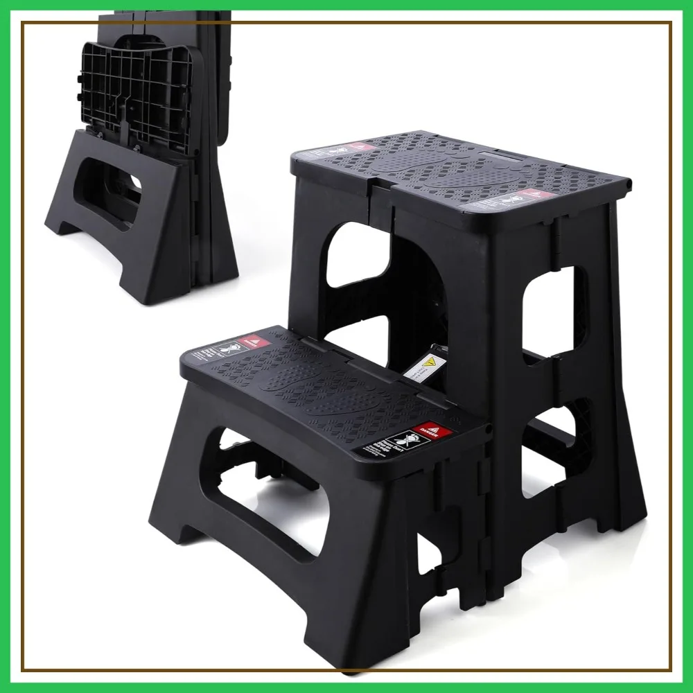 

Folding 2-Step Stool, Upgraded Stable A-Frame, 300lb Capacity, Anti-Slip, No Assembly, Black