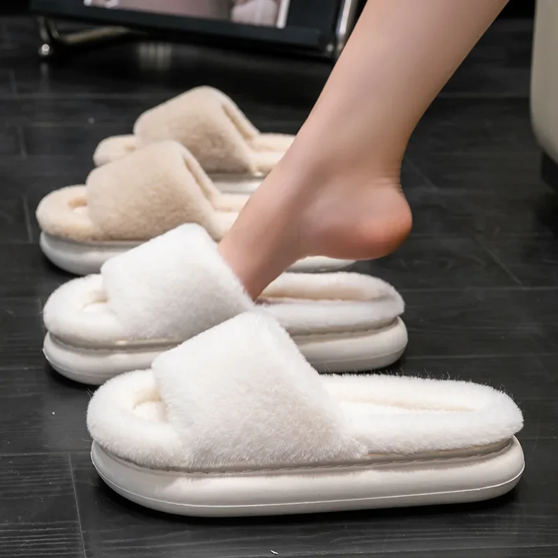 شباشب مشعرة للارتداء الخارجي للنساء، أنماط جديدة للخريف والشتاء، منزل داخلي، نعل سميك، شباشب قطنية شتوية للزوجين #1