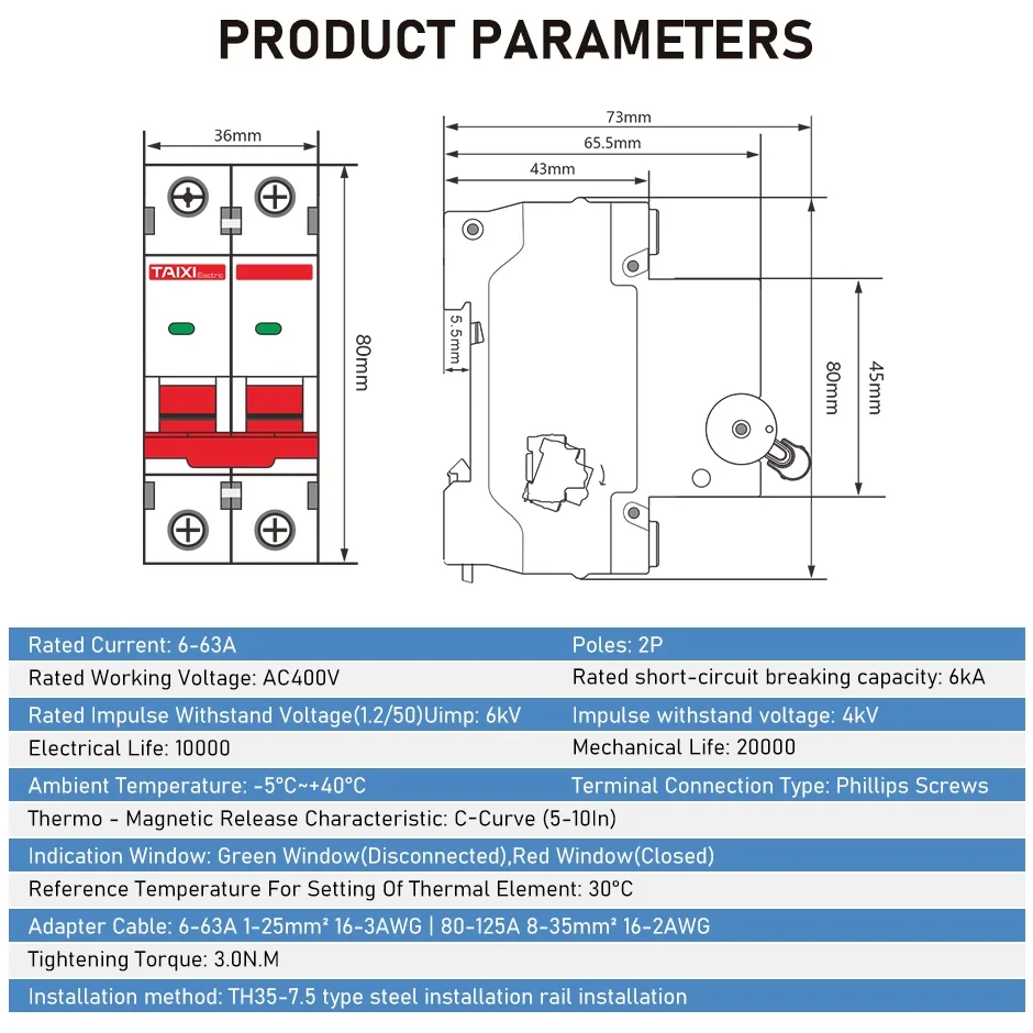 Mini Circuit Breaker 6A 10A 16A 20A 32A 40A 63A 6KA Overload  Short Circuit Protection For 220V Household Circuits