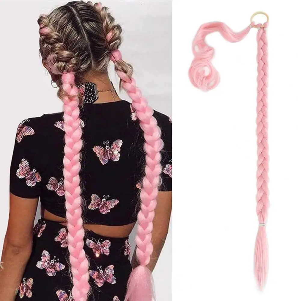 

DIY Ponytail Extensions Synthetic Boxing Braids Ponytail Hair Rope Fluffy High Temperature Fiber Ponytail Synthetic Hairpiece