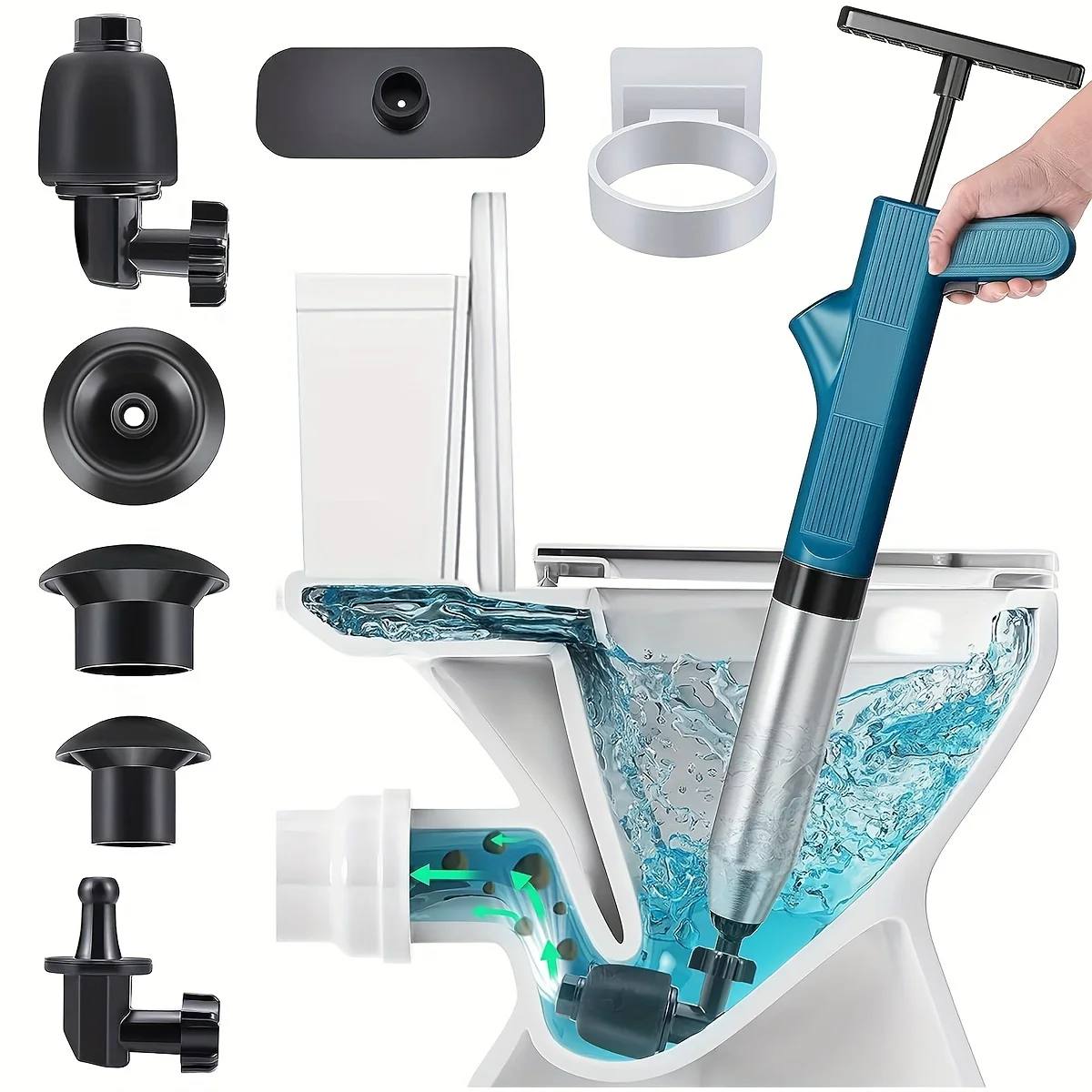 

Drain Blaster, Sink Plunger, High Pressure Air Drain Blaster Gun with Visual Barometer,Air Power Toilet Plunger