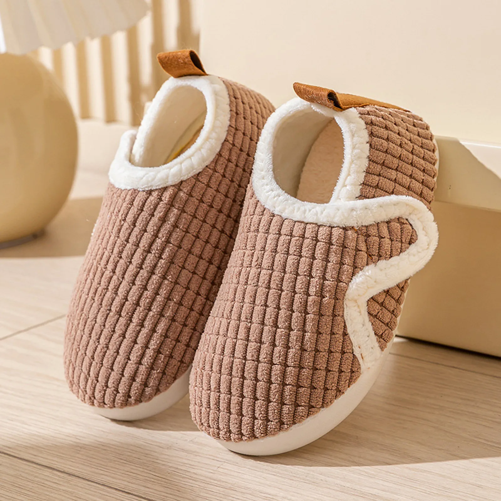 Peuter Kind Katoenen Slippers Effen Warm Kind Winter Thuis Schoen Jongen Meisje Pluche Vloer Schoen Indoor Zachte Zool Antislip Katoenen Schoenen