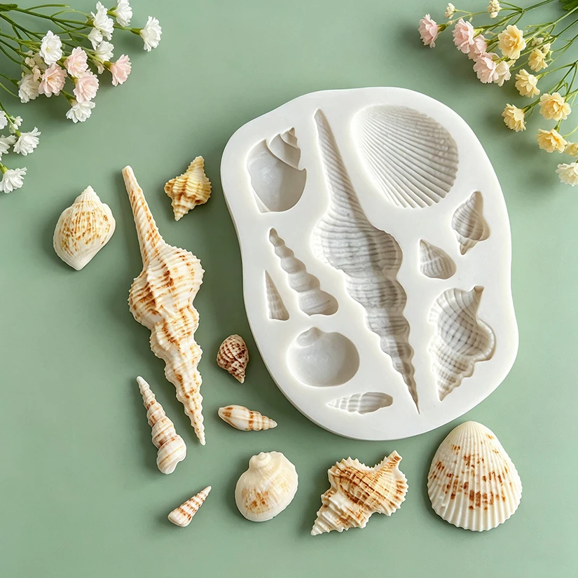 Seashell Conch Ocean Shell Silicone Mold Cupcake Topper Resin Chocolate Sugarcraft Baking Fondant Cake Decorating Tools