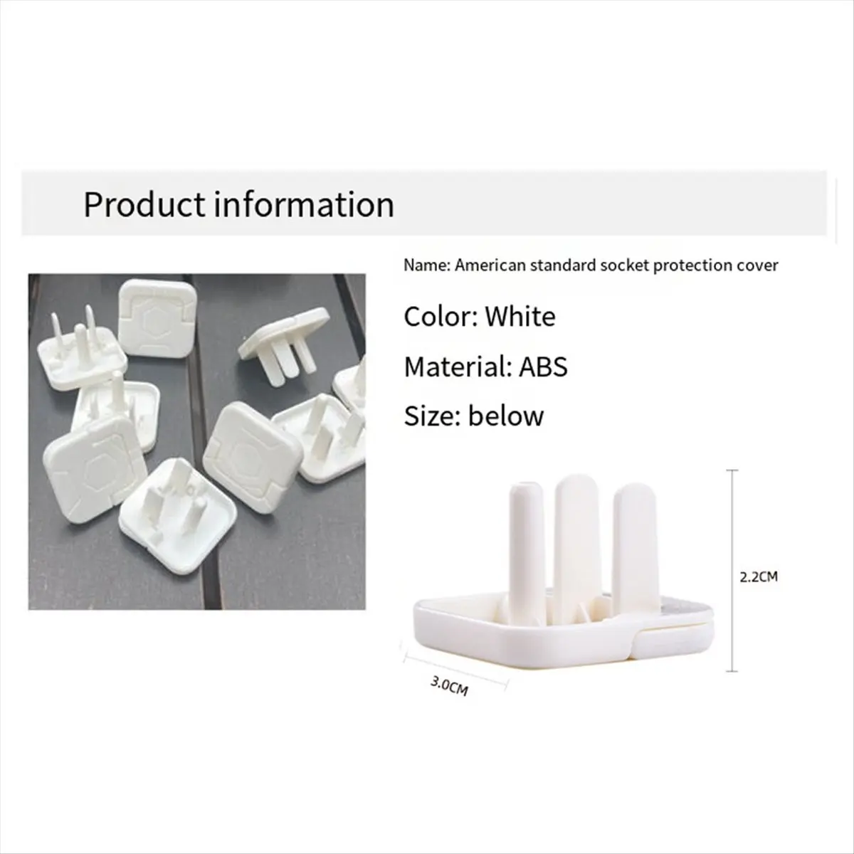 A62Z 80pcs for US 3-Prong Outlet Covers Baby Socket Protectors Child Safety Plug Caps Anti Electric Plugs Protector Cover