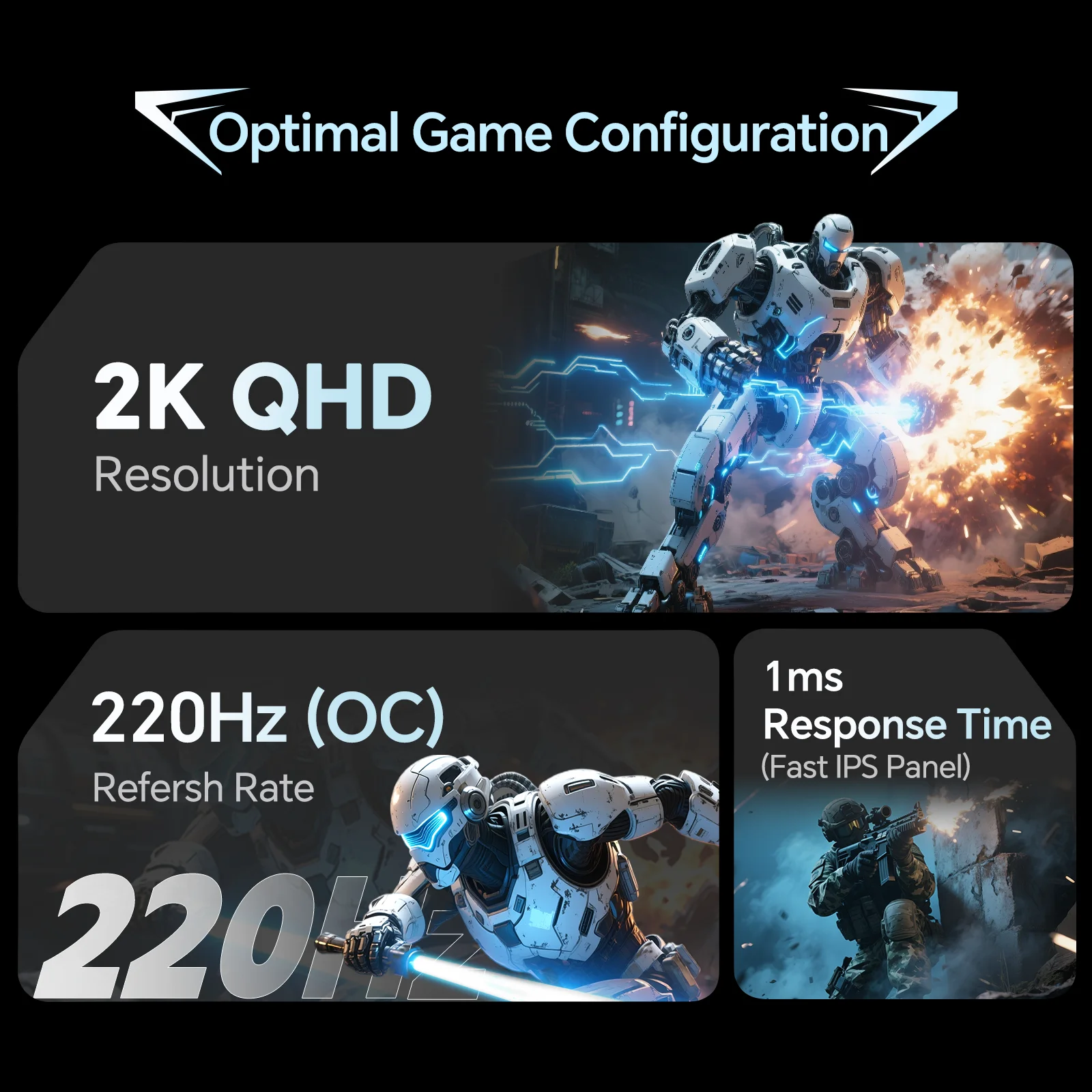 KTC 27 Inch Gaming Monitor 200Hz, 1440P Monitor with Speakers  Up to 210Hz Computer Monitors Fast IPS 1ms H27T6