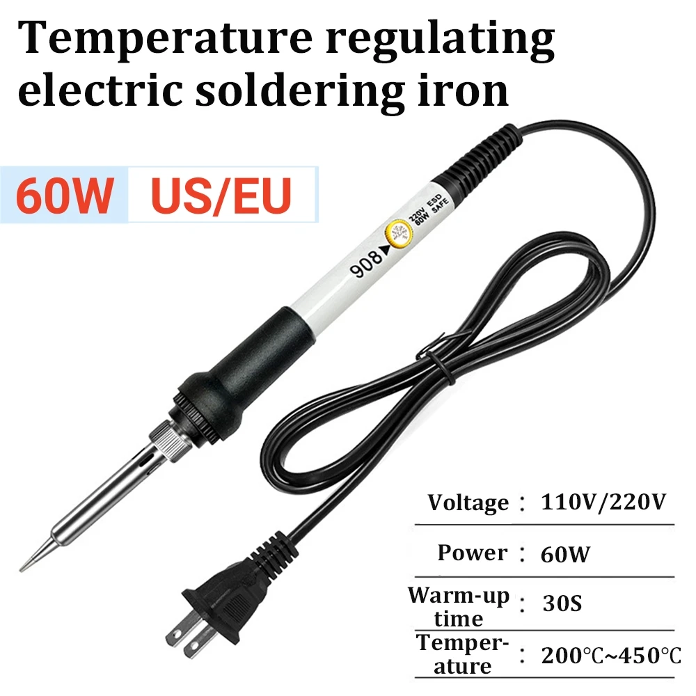 60W Electric Soldering Iron LCD Digital Display Adjustable Temperature Welding Repair Tools 220V / 110V Solder Wire Tips