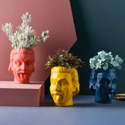 Statue Flower Vase Pot Flowerpot Sculpture Flower Pot Desktop Flower Arrangement Container Flowerpot Head Statue Ornaments Gift