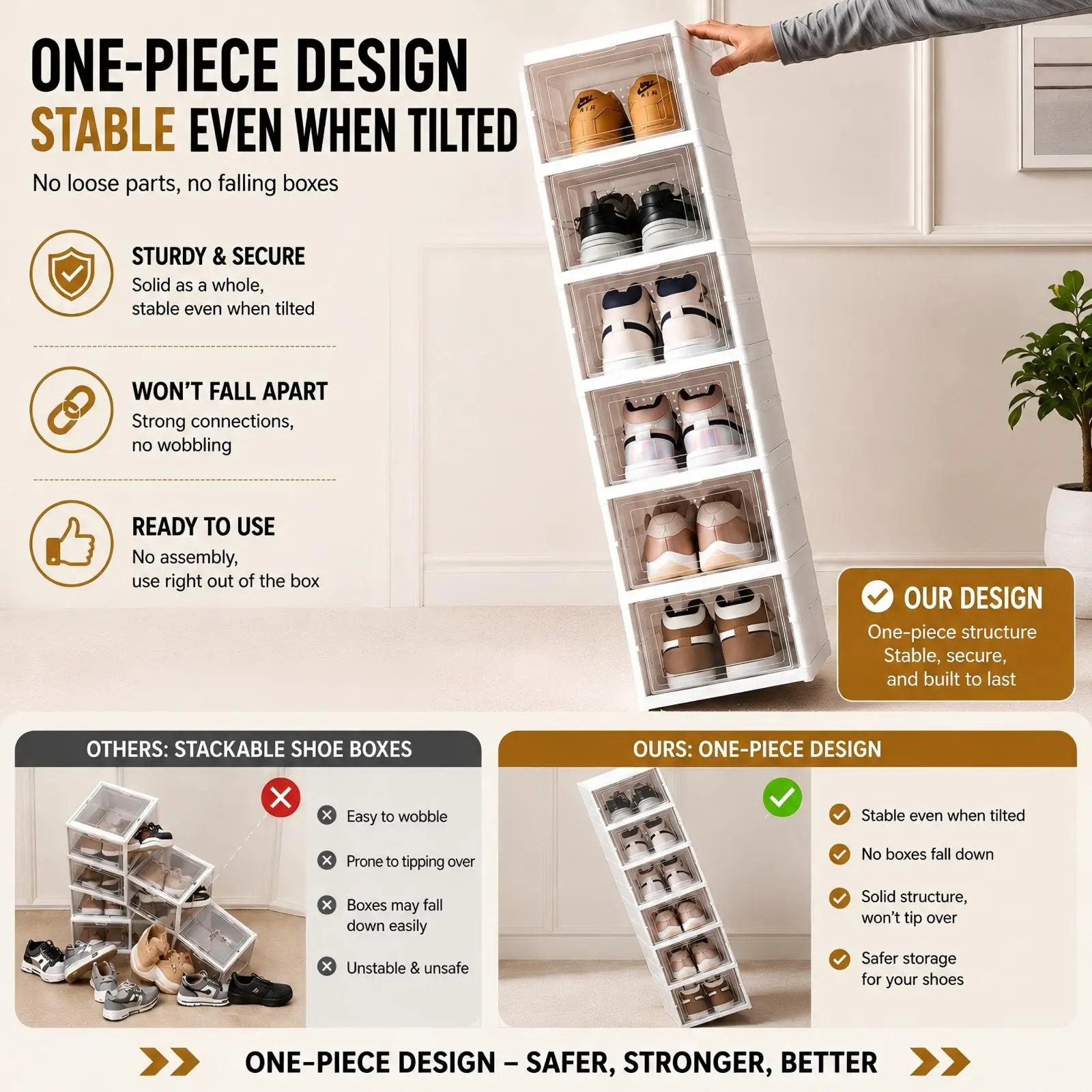 6 Layers Shoes Box Foldable Transparent Sneaker Shoe Storage Organizers Box Stackable Dustproof High-top Cabinet Shoe Rack Shelf