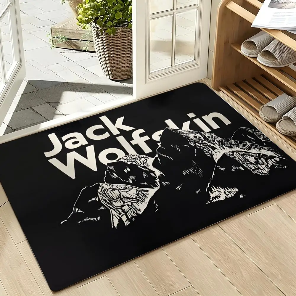 Outdoor J-Jack W-Wolfskin Floor Mat Soft Flannel Entrance Door Mat Non Slip Absorbent Bathroom Bedroom Floor Rug