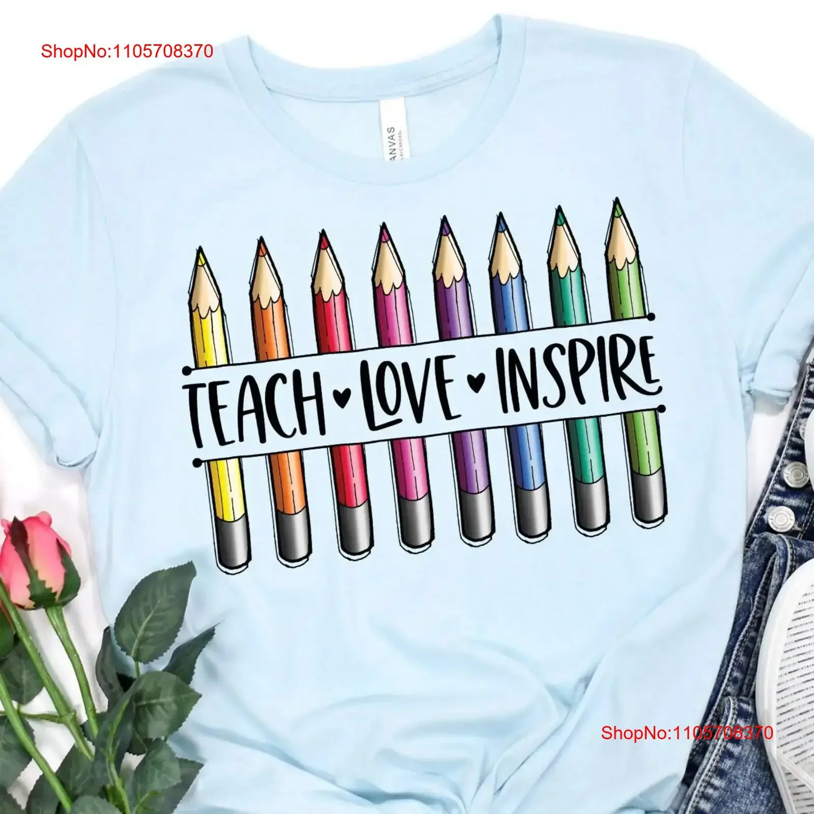 Teach Love Inspire Kindergarten Teacher T Shirt Field Trip for Teachers vintage Washed Soft Top For Everyday Wear Casual