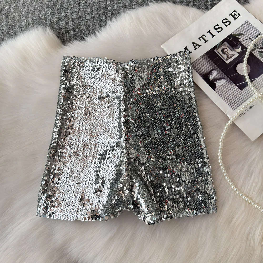 Shinny Sequins Short Pants Women Hot Summer High Waisted Female Booty Shorts Sexy Girl Streetwear Y2k Short Pants Dropshipping