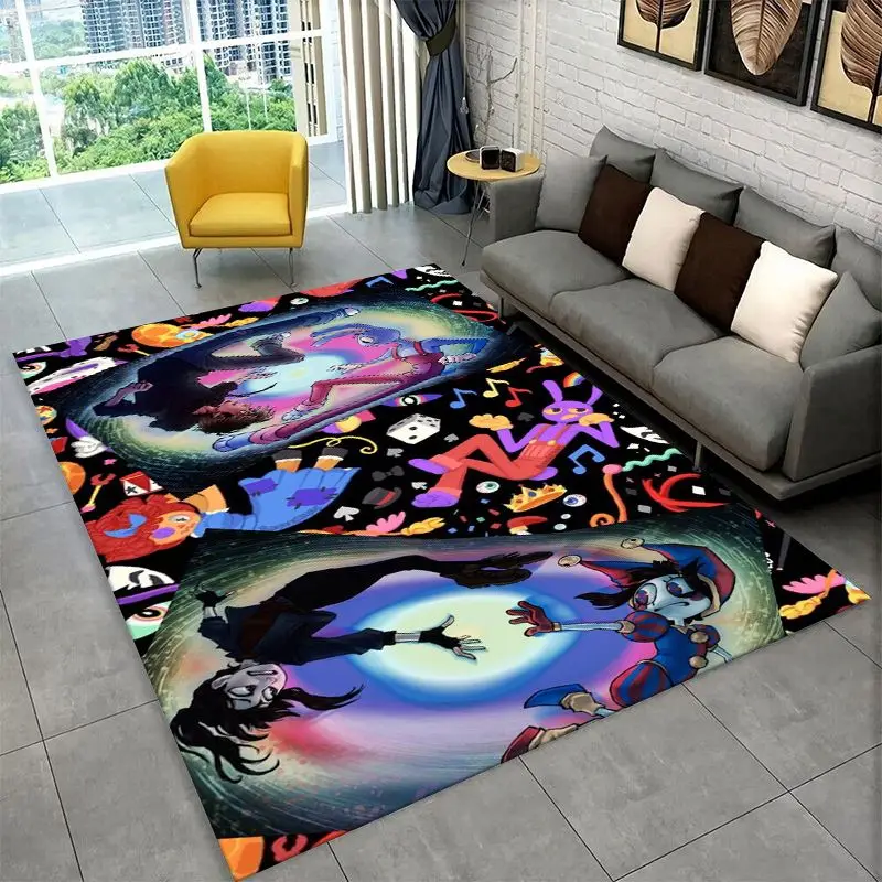 Cartoon Amizing Digtal Circus Pomni Non-Slip Area Rug for Living Room,Bedroom,Playroom,Carpet Floor Mat Home Decor Rug  Room