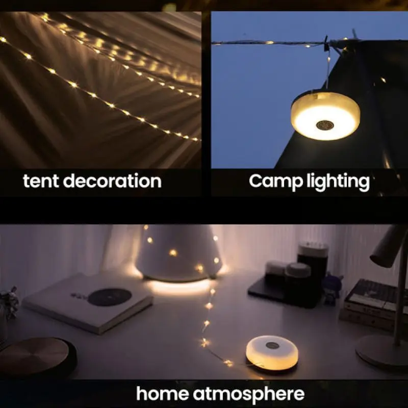 Outdoor Tent Colorful Atmosphere String Lights USB Charging LED Camping Light Waterproof Portable Stowable Lighting Lamp